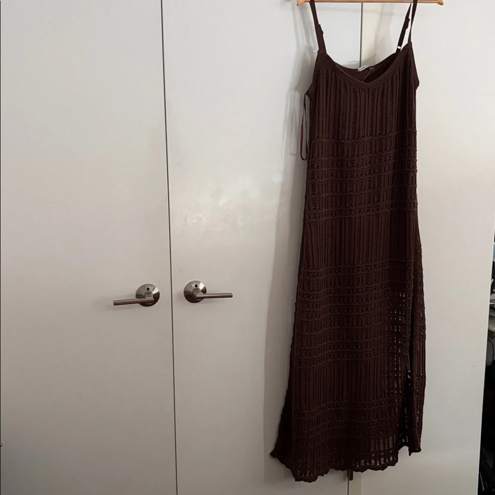 Abercrombie & Fitch Chocolate Brown Crochet Maxi Dress
